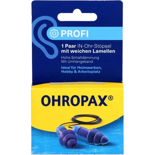OHROPAX Profi Lamellenstöpsel In-Ohr 2 St - Ohrenmedikation: Hochwertige Ohrstöpsel mit SNR 29 dB Schalldämmung für optimalen Gehörschutz. Bequem für längeres Tragen und ideal beim Heimwerken oder am Arbeitsplatz.