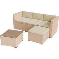 Juskys® Polyrattan Lounge Punta Cana M für 3-4 Personen - Stilvolles 3er Gartenmöbel Set aus Sofa, Hocker und Tisch in trendiger Rattan-Optik. Gemütliche, abziehbare Auflagen bieten hohen Sitzkomfort. Wetterfest und pflegeleicht – ideal für Garten, Terrasse oder Balkon.