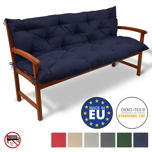 Bankauflage Dunkelgrün 100x100 cm - Hochwertige Polsterauflage für 2-Sitzer-Bänke und Hollywoodschaukeln, komfortabel mit geflocktem Polyurethan-Schaum und OEKO-TEX zertifiziert, Made in EU.