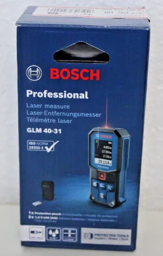 Bosch Professional GLM 40-31 Laser-Entfernungsmesser - Messgeräte, robust und sturzsicher bis 1,5 m, ideal für Baustellen mit IP65-Schutz gegen Wasser und Staub.