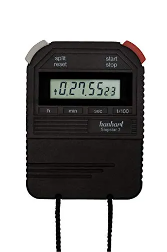 Hanhart Stopstar 2 Stoppuhr 1/100 Sek. - Stoßfest und Präzise - Stoppuhr aus stabilem ABS-Kunststoff, 1/100 Sek. Messgenauigkeit, ideal für Sport und Training. Hohe Qualität und deutscher Kundenservice garantiert.