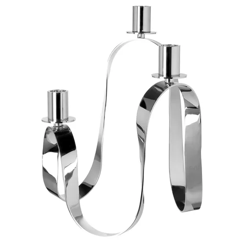Fink Kerzenhalter RIVER Leuchter - eleganter Silber-Look - Stilvoller 3-flammiger Kerzenhalter aus Aluminium und Edelstahl, ideal für die Innendekoration. Hochwertige Verarbeitung und modernes Design für eine stimmungsvolle Atmosphäre.