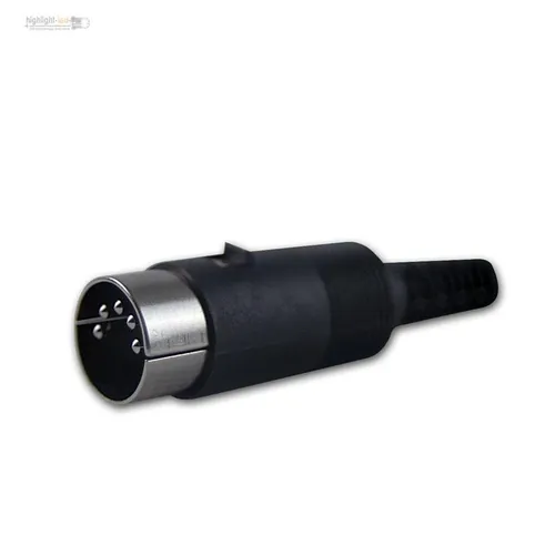Dioden-Stecker 5-polig 180° mit Knickschutz Kunststoff schwarz, Diodenstecker