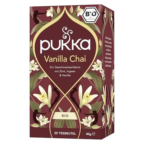 Pukka | Bio Gewürzteemischung "Vanilla Chai" | Zimt, Ingwer & Vanille | Tee für eine ultimativ natürlich-süße Belohnung | 1er Pack | 20 Teebeutel