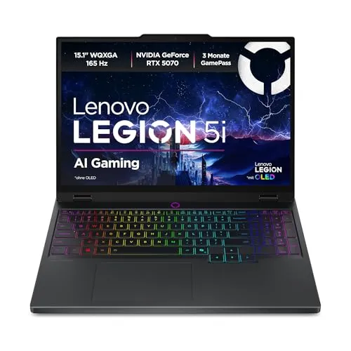 Lenovo Legion 5 - 15.1" Gaming Laptop mit RTX5070 - Normale Laptop-Computer mit 32GB RAM und 1TB SSD für flüssiges Gaming und kreative Anwendungen, ideal für Gamer und Profis.