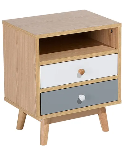 BELIANI Nachttisch Modern mit 2 Schubladen - Stylischer Nachttisch aus Holzwerkstoff in Weiß und Grau, bietet viel Stauraum und passt perfekt zu modernen und skandinavischen Wohnstilen.