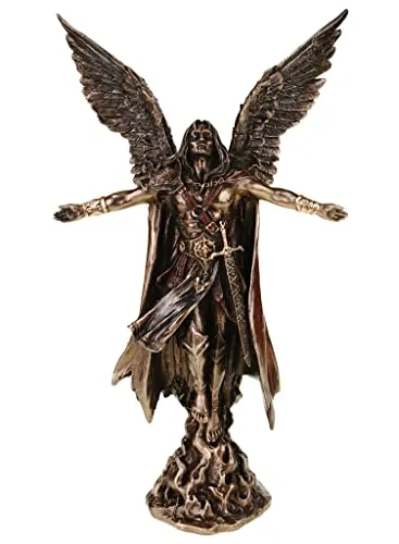 Vogler Dekofigur Erzengel Uriel – Engel Skulptur 28 cm - Dekofiguren: Detailreiche handgefertigte Erzengel Uriel Figur aus robustem Kunststein mit edlem Bronzeüberzug, symbolisiert Licht und Buße.
