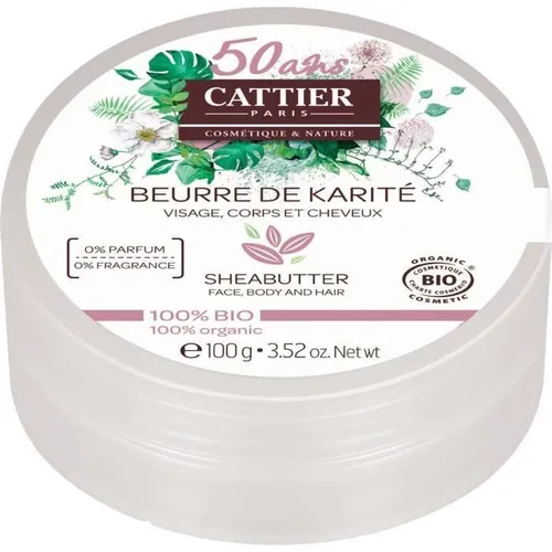 Cattier 100 % biologische Karité-Butter 100 g - Hochwertige Lotion zur Unterstützung der Hautpflege, reichhaltig und pflegend für ein angenehmes Hautgefühl.