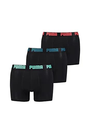 PUMA Herren Everyday Boxer Briefs 3er Pack - Tripple Black - Damenmode mit extra breitem Bund und schmaler Passform für perfekten Sitz. Weich, atmungsaktiv und elastisch für maximalen Tragekomfort.