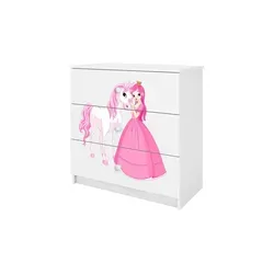 Kommode  Prinzessin und Pferd , weiß , Maße (cm): B: 81 H: 80,5