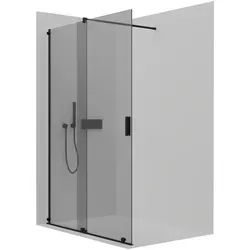Bernstein Walk-in-Dusche NT101 - Elegante Walk-In Dusche mit 8mm Echtglas und innovativer Nanobeschichtung für leichte Reinigung. Wählen Sie Ihre Breite und genießen Sie modernes Design in Schwarz Matt.
