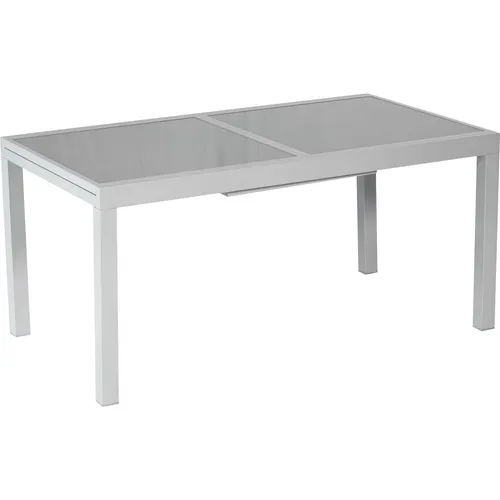 Merxx Ausziehtisch Amalfi, 120 (180) x 90 cm - Gartentisch aus edlem Aluminium und Glas, ideal für 6-8 Personen, rostfrei und witterungsbeständig für langanhaltenden Genuss im Freien.