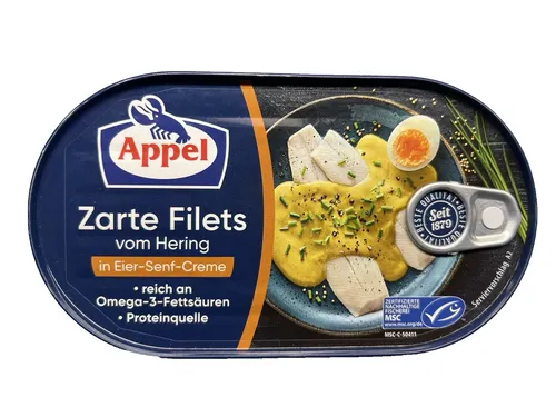 Appel Heringsfilets in klassischer feinwürzigen Eier Senf Creme 200g