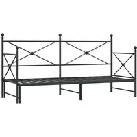 vidaXL Ausziehbares Tagesbett Schwarz 75x190 cm - Praktisches 2-in-1 Schlafsofa aus strapazierfähigem Stahl, ideal für Gäste und mit zusätzlichem Stauraum für deine Aufbewahrungsboxen.