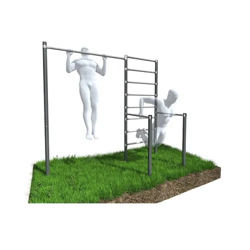 Outdoor Kraftstation ZO7-60: Klimmzugstange & Dip Station - Klimmzugstangen für Outdoor-Training, ergonomisches Design, maximale Tragfähigkeit von 250 kg, ideal für Fitness und Calisthenics im Garten.