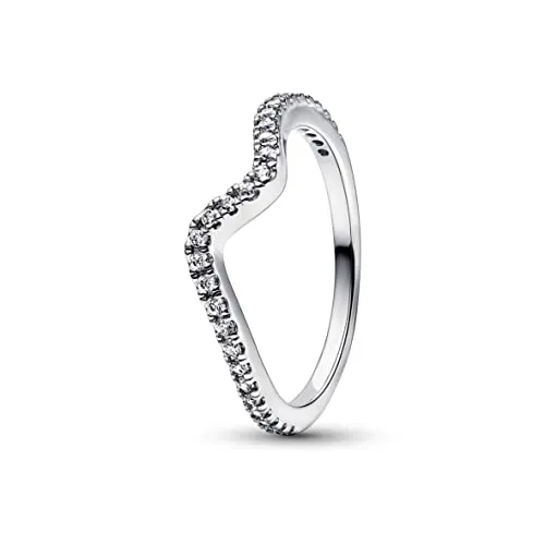 PANDORA Funkelnde Welle Ring aus Sterlingsilber - Eleganter Damenring aus der PANDORA Timeless Collection, handveredelt mit klaren Cubic Zirkonia für einen funkelnden Wellen-Look. Ideal für einen modernen Stil, der lange Freude bereitet.