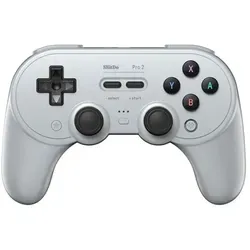 Controller Pro 2 BT Gray 8BitDo - Universal Gaming Controller - Gaming-Zubehör mit Schnellmodusschalter und 20-Stunden-Akku. Passen Sie Tastenbelegung und Empfindlichkeit an, speichern Sie bis zu 3 Profile für ultimative Kontrolle.