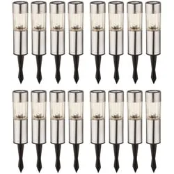 LED Edelstahl Solar Leuchten 16er Set - Hochwertige Solarleuchten aus Edelstahl für den Außenbereich, spritzwassergeschützt (IP44) und ideal zur Gestaltung von Gartenwegen oder Lichtakzenten.