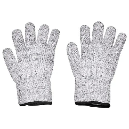 Lurch 70098 Schnittschutzhandschuhe Größe L zum sicheren Schneiden von Lebensmitteln, Grau
