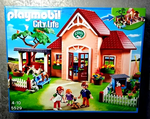 Playmobil City Life 5529 Tierarztpraxis mit Gehegen - Spielspaß für kleine Tierfreunde - Vollständiges Set mit 258 Teilen, ideal für Kinder ab 4 Jahren, fördert kreatives Spiel und Tierliebe in der Stadtwelt.