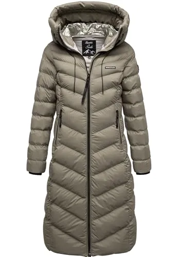 REPUBLIX Damen Gefütterte Winter Jacke Mantel Parka mit großer Kapuze RJ-8025 Olive M - Eleganter Damen Wintermantel mit großer, verstellbarer Kapuze. Der lange Schnitt in Steppoptik bietet Stil und Schutz. Hergestellt aus robustem, pflegeleichtem Material für optimalen Komfort – ideal für kalte Tage.