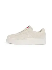 Tommy Jeans Damen Low Sneaker Beige Rauleder Größe 39 - Damen-Sneaker aus hochwertigem Rauleder mit modischem Plateau für ultimativen Komfort und stylischen Look.