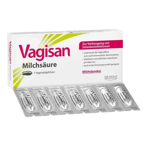 Vagisan Milchsäure Vaginalzäpfchen 7 St - Arzneimittel zur Unterstützung der Vaginalflora, fördert das natürliche Gleichgewicht und sorgt für ein angenehmes Wohlbefinden.