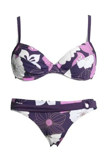Lascana Damen Bügel-Bikini - Bikini-Sets für Damen mit floralem Design, verstellbaren Trägern und trendigem Ziergürtel für einen perfekten Sitz und elegante Akzente.