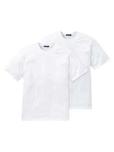 Schiesser American T-Shirt Rundhals Doppelpack in Weiß, Größe L - T-Shirts für Herren aus 100% Baumwolle, gerader Schnitt und bequemer Rundhalsausschnitt, ideal für den Alltag und vielseitig kombinierbar.