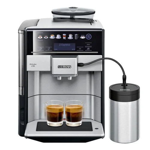 Siemens Kaffeevollautomat TE657M03DE EQ.6 plus s700 b - Intuitives coffeeSelect Display, zwei Cappuccinos gleichzeitig und iAroma-System für perfekten Kaffeegenuss