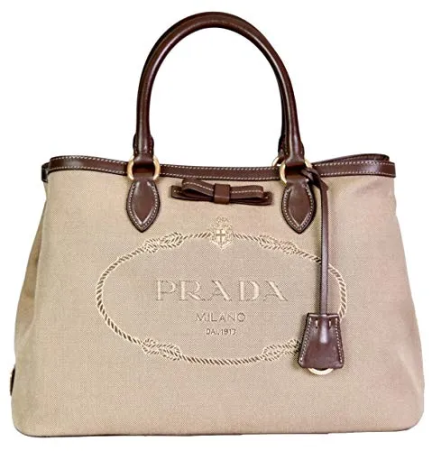 Prada Damen Braun Canvas Top-Handle Schultertasche 1BA579 UCW F0B16