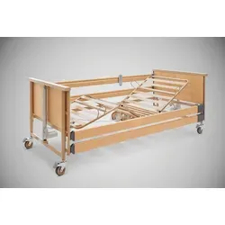 Burmeier Pflegebett Dali mit Holzliegefläche - Medizinischer Bedarf – Komfortables Pflegebett mit kabellosem Handschalter und Bluetooth-Steuerung für einfache Bedienung und elektrische Verstellung der Liegefläche.
