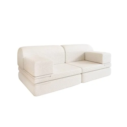 HOME DELUXE Kindersofa Spielsofa LIV - Modulares Cord Sofa für Kreativität - Das Spielsofa LIV in Cord Beige bietet unendliche Kombinationsmöglichkeiten für Kinder ab 18 Monaten. Es fördert spielerisch Kreativität und passt dank seines modernen Designs in jedes Zuhause. Robust und pflegeleicht für sorgenfreies Spielen!
