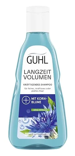 Guhl Langzeit Volumen Shampoo 250 ml - Shampoo für feines Haar, mit 92% natürlichen Inhaltsstoffen, kräftigt und verleiht sichtbares Volumen für lebendiges Haar.