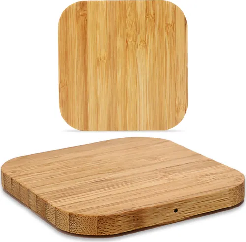 Ladestation für Apple iPhone 17-14 Pro Max - Kabelloses QI Ladegerät aus Bambus - Elegante induktive Schnellladestation für QI-fähige Smartphones. Intelligente Schutztechnologie sorgt für sicheres Laden. Ideal für Zuhause und Büro, ultradünn und tragbar.