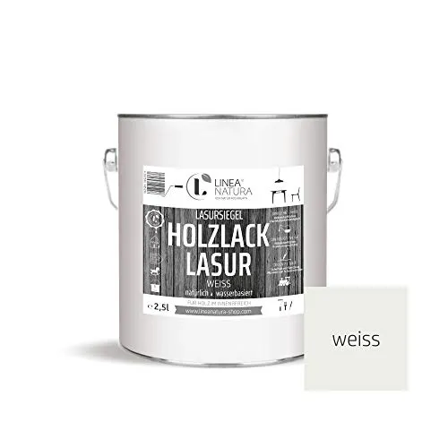 Linea Natura 3in1 Lacklasur, Beizeffekt und Versiegelung | für Möbel, Parkett und Treppen (2,5 L, Weiß)