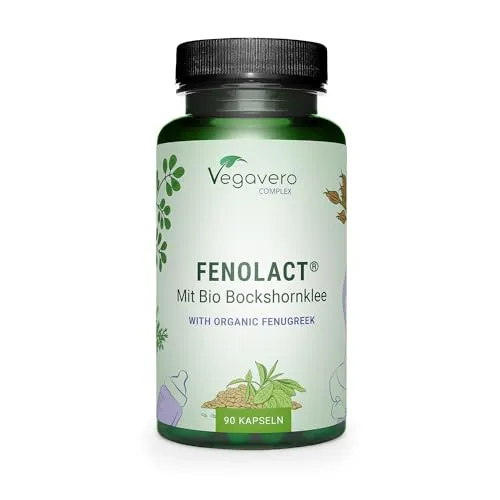 FenoLact® für Stillende | Mit Bio Bockshornklee & Organic Moringa | Quatrefolic® Folsäure, Vitamin D3, B12 und Eisen | Vegan & Ohne Zusätze | 90 Kapseln | Deutsche Produktion von Vegavero®
