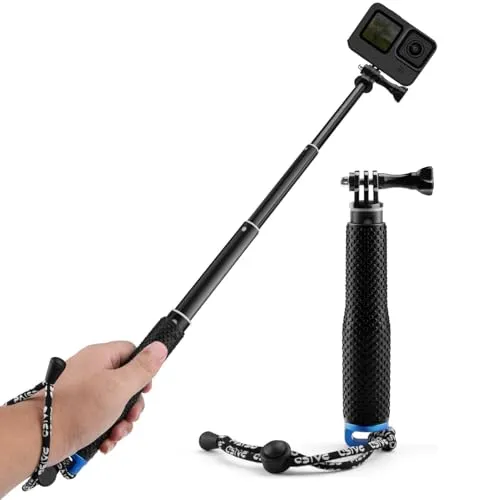 GlasFlength Selfie Stick für GoPro, 49CM Teleskop-Selfie Stick für GoPro Hero 12 11 10 9 8 Schwarz Teleskopstange Selfie für IDJI Osmo Action AKASO SJCAM und Andere Action-Kameras (Aluminiumlegierung)
