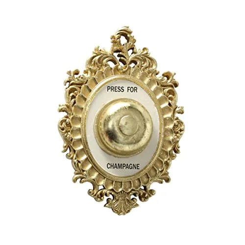 Boltze Wandobjekt Champagner Klingel – Edles Deko-Schild für Sekt-Liebhaber - Stylische Wanddekoration mit dem Schriftzug 'Press for Champagne'. Aus hochwertigem Kunstharz, perfekt für Bars und Wohnräume. Ein einzigartiges Accessoire für besondere Anlässe!