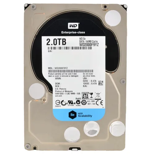 Western Digital 2TB WD2000F9YZ SATA III Festplatte - Interne Festplatte mit 7200 RPM, ideal für Gamer und Kreative, bietet hohe Leistung und Zuverlässigkeit für große Multimedia-Dateien und Spielebibliotheken.