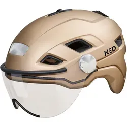 KED Ahead Fahrradhelme B-Vis X-Lite, gold metallic matt (M) - Fahrradhelm mit einstellbarem High-End Visier, 100% UV-Schutz und BOA® Fit System für optimale Anpassung. Ideal für Brillenträger und Pendler, schützt vor Wind und Staub.