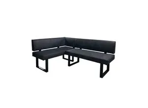 Sitzbank Vancouver – Schwarz, 181,5 cm Breite - Eckbank in modernem Design mit stabilem Kufengestell aus Metall und hochwertigem Mikrofaserbezug. Ideal für stilvolle Wohnräume. Jetzt 10€ Willkommens-Gutschein bei Newsletter-Anmeldung sichern!