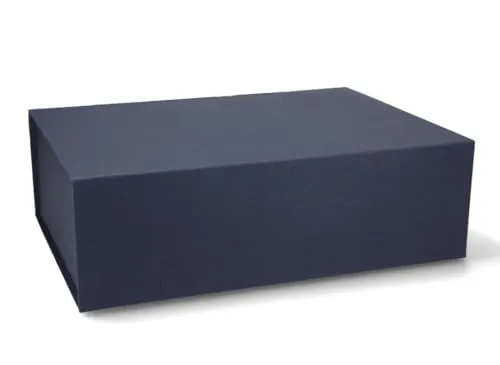 Premium Geschenkbox mit Deckel, faltbar, Geschenkkarton, Magnetbox, Geschenkverpackung für Weihnachten & Geburtstag, Magnetfaltbox, Blau, 38x28x12cm
