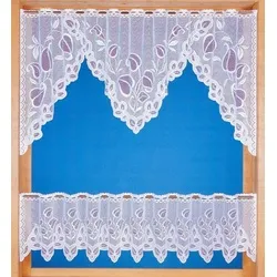 Weckbrodt Scheibengardine Eva, Stangendurchzug (1 St), halbtransparent, Jacquard, Bistro, Jacquard, floral, 2teiliges Set, Gardine, Store
