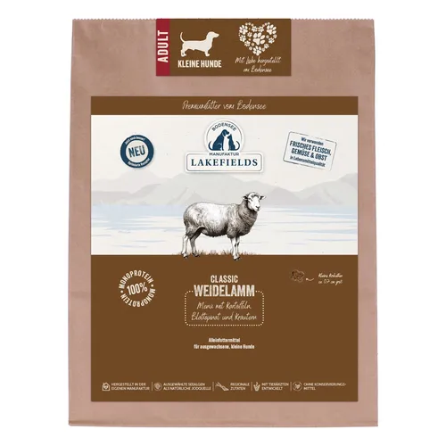 Lakefields Premium Trockenfleisch-Menü Lamm FÜR KLEINE HUNDE mit Kräutern 1 Kg