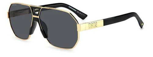 Dsquared2 D2 0028/S RHL/IR Herren Sonnenbrille - Sportbrillen für Männer mit geometrischem Design, goldfarbenem Metallrahmen und grauen Gläsern, bieten perfekten UV400 Schutz für stilbewusste Outdoor-Aktivitäten.