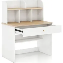 COSTWAY Kinder Schreibtisch mit Stauraum - Praktischer Kinderschreibtisch mit 5 Fächern und großer Schublade. Ideal für kreative Tätigkeiten und Hausaufgaben. Robuste Bauweise mit abgerundeten Kanten für Sicherheit. Perfekt für das Kinderzimmer!