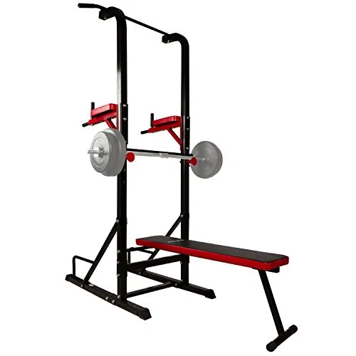 CCLIFE Power Tower Dip Station - Multifunktionales Krafttrainingsgerät für das Heim-Fitnessstudio - Sonstige Fitnessgeräte mit verstellbarer Ablage für optimale Anpassung an Körpergröße und Übungen, fördert Sicherheit und Leistung im Training.