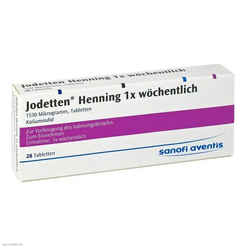 Sanofi-Aventis JODETTEN Henning 1x wöchentlich Tabletten - Arzneimittel zur Jodversorgung, ideal für eine wöchentliche Einnahme und unterstützt die gesunde Schilddrüsenfunktion.