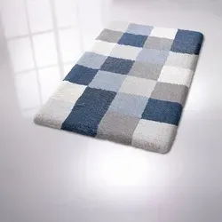 Kleine Wolke Badteppich CARO 65x55 cm - Blau - Badteppich in stilvollem Blau, weich und rutschfest für mehr Sicherheit im Bad.